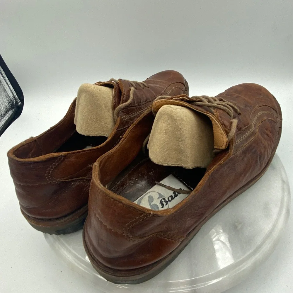 Bata Mens 42 Leather Oxford Shoes Brown Made in Italy 8270 Lace Up Casual Dress